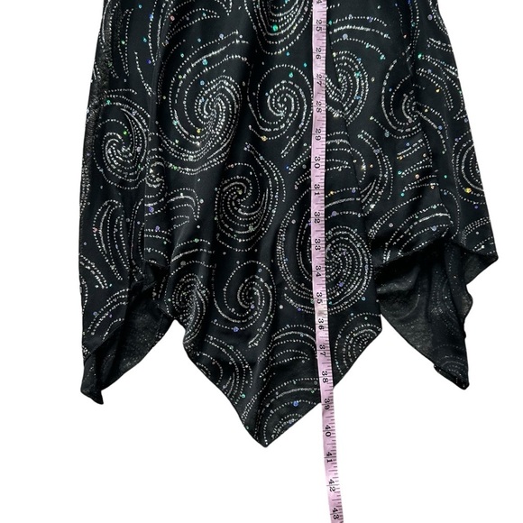 Vintage Deb black mini dress medium sparkle fairy grunge handkerchief 90s Y2K - Picture 8 of 9